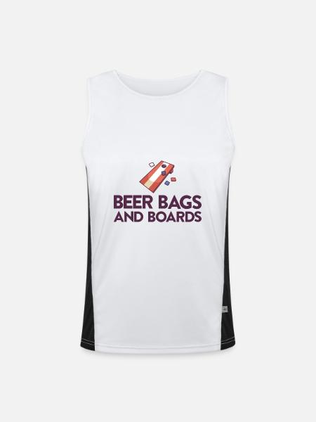 Cornhole Spiel Corn Hole Outfit mit Cornhole - Funktionelles Kontrast-Tank Top für Männer  - Weiß/Schwarz - Vorne
