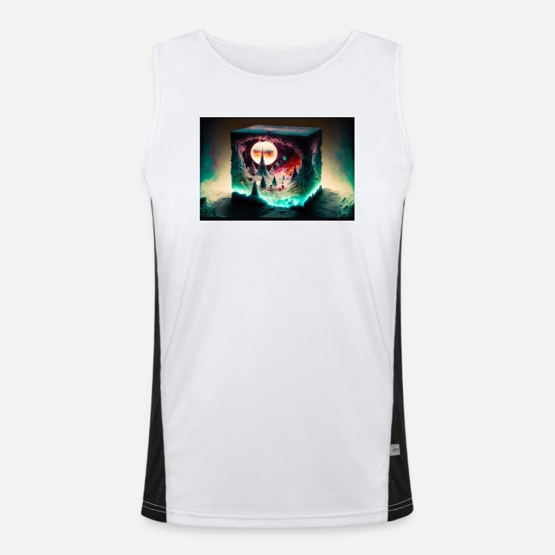 Moon Neon Cube Landscape Men's Functional Contrast Tank Top 