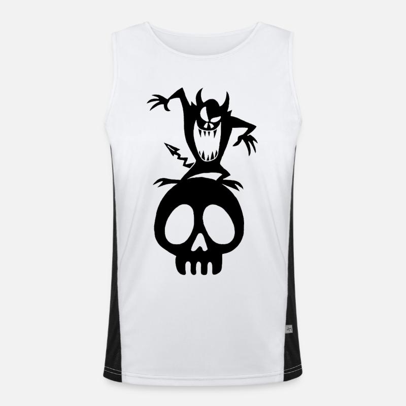 Schwarzer Dämon auf einem Schädel Funktionelles Kontrast-Tank Top für Männer 