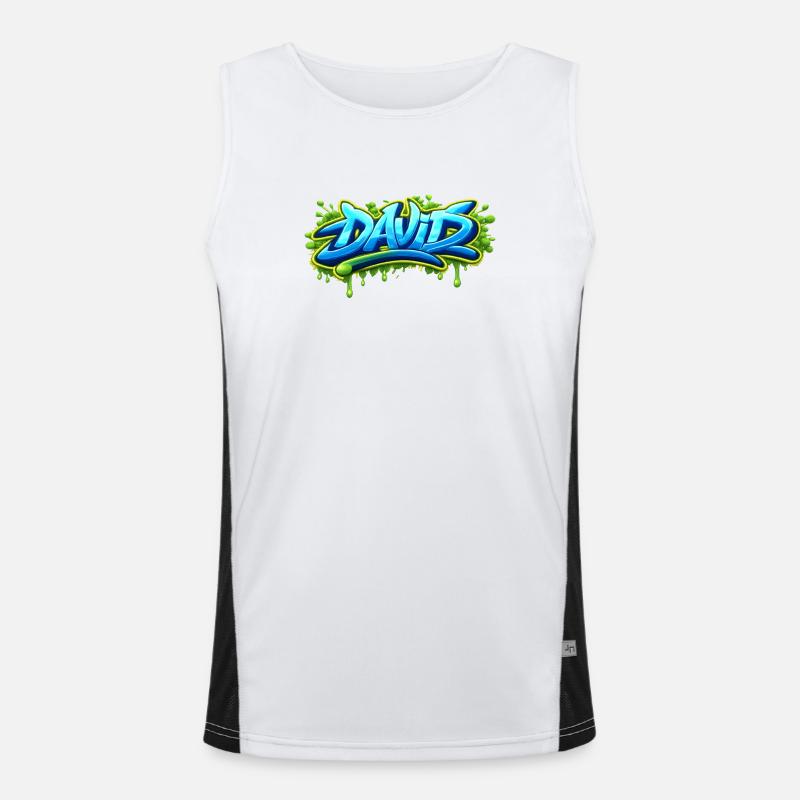 Graffiti name DAVID printable on everything - Men's Functional Contrast Tank Top  - white/black