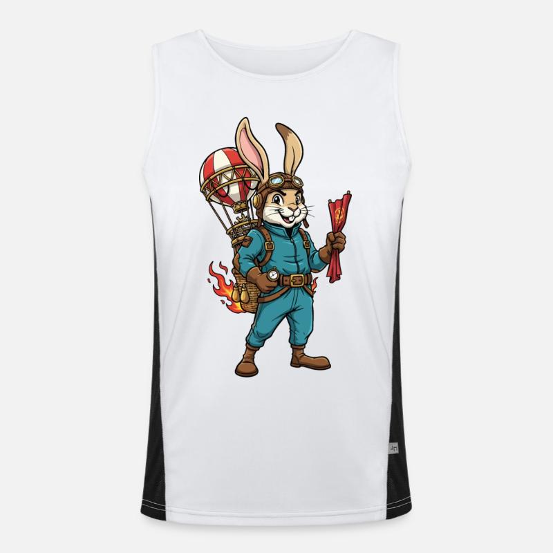 Rabbit Aviator Steampunk Heißluftballonflug Funktionelles Kontrast-Tank Top für Männer 