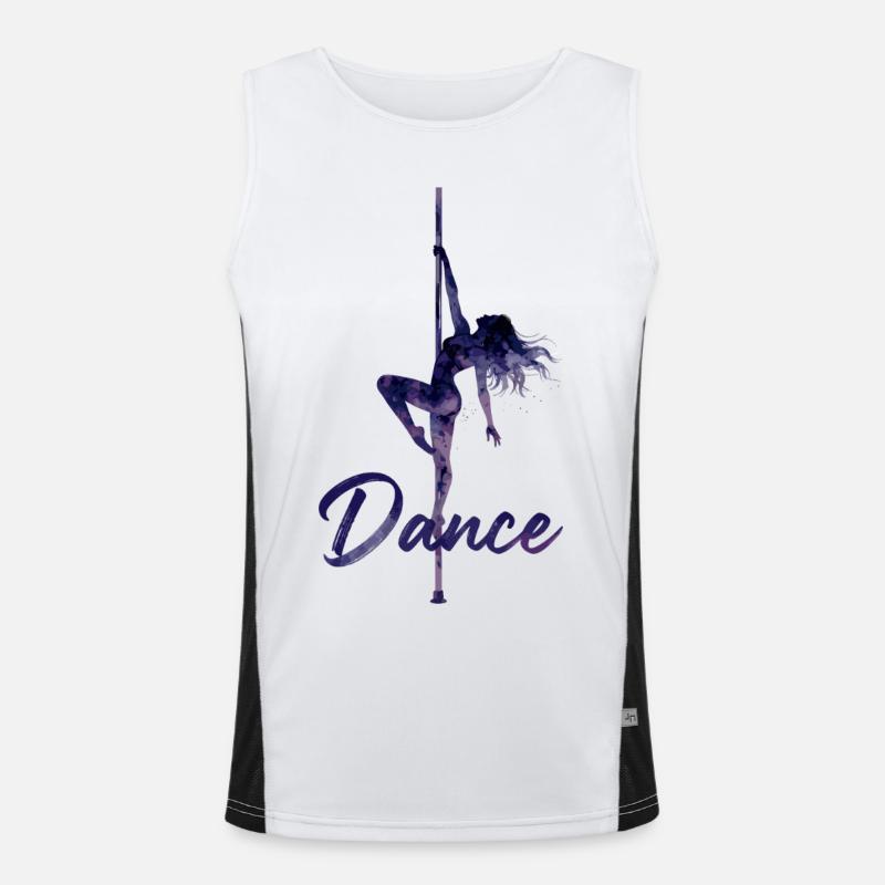 Pole Dance Silhouette – Elegant Pole Art - Men's Functional Contrast Tank Top  - white/black