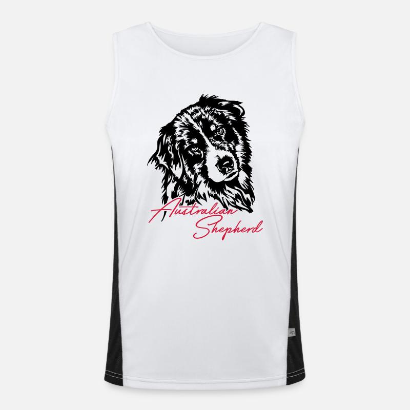 Australian Shepherd Aussie Hunde Hund Wilsigns Funktionelles Kontrast-Tank Top für Männer 