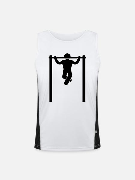 pullup - Funktionelles Kontrast-Tank Top für Männer  - Weiß/Schwarz