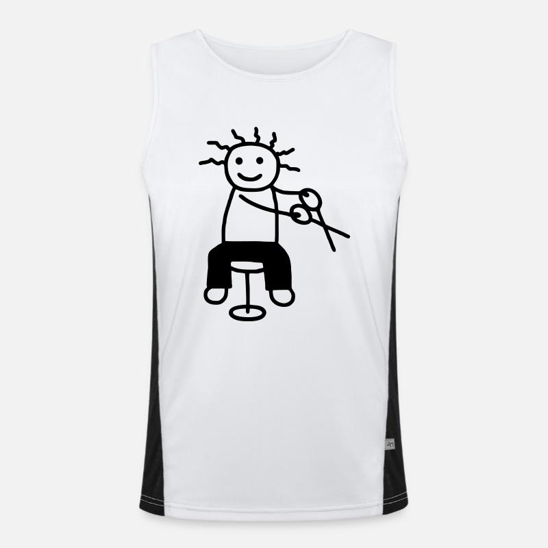 Strichmännchen mit Schere Funktionelles Kontrast-Tank Top für Männer 