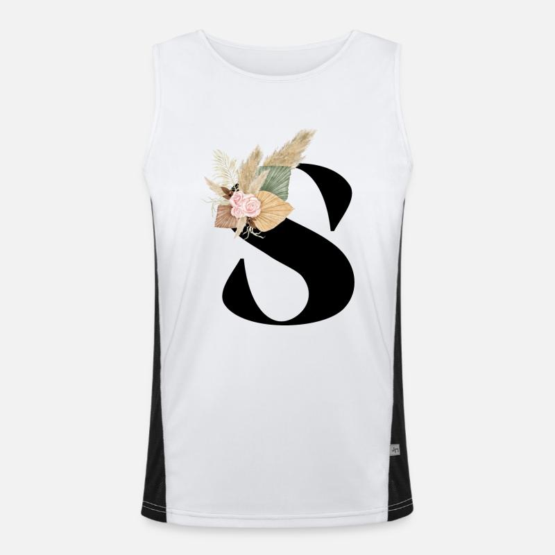 Buchstabe S blumig Funktionelles Kontrast-Tank Top für Männer 