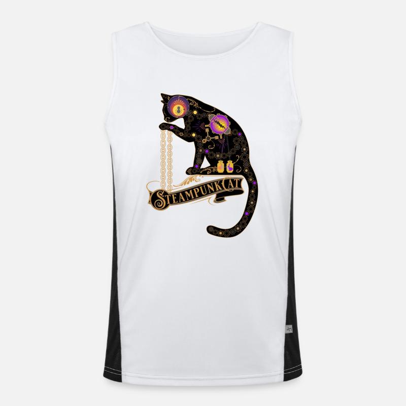 Steampunk Cat -Viktorianisches Steampunk Design Funktionelles Kontrast-Tank Top für Männer 