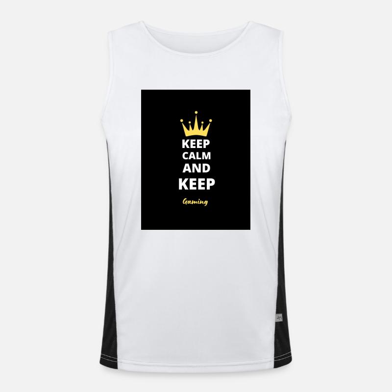 Keep Calm And Keep Gaming T-Shirt Funktionelles Kontrast-Tank Top für Männer 