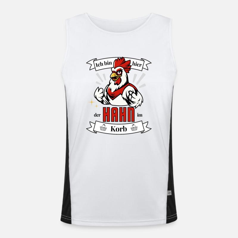Hahn im Korb - Hühnerstall Huhn Funktionelles Kontrast-Tank Top für Männer 