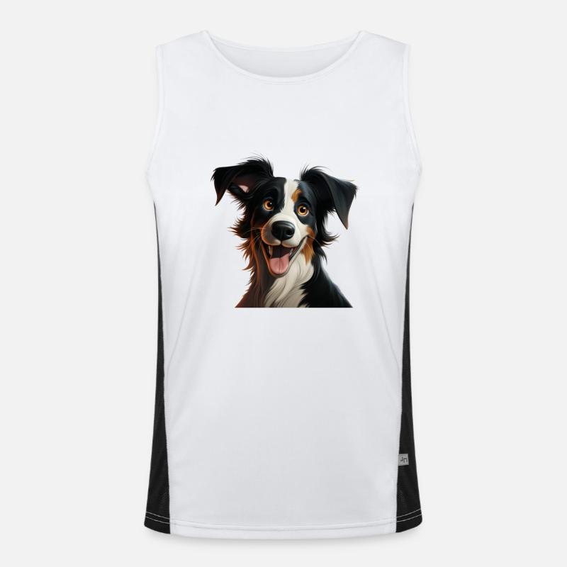 Border Collie Comic Men's Functional Contrast Tank Top 