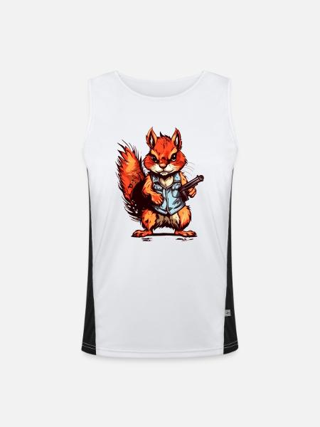 Eichhörnchen als bewaffneter Söldner - Funktionelles Kontrast-Tank Top für Männer - Weiß/Schwarz