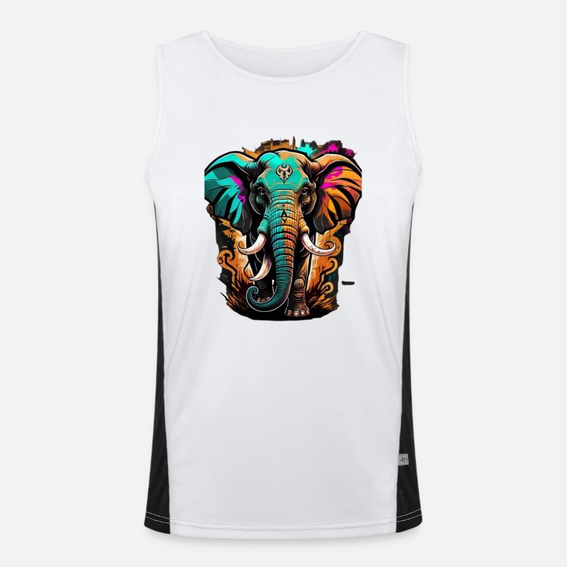 Graffiti Elefant Funktionelles Kontrast-Tank Top für Männer 