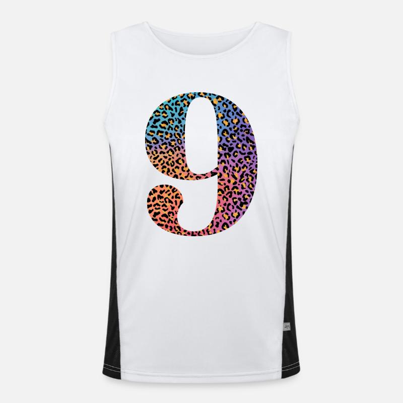 9. Geburtstag Leopard Funktionelles Kontrast-Tank Top für Männer 