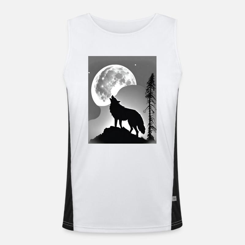 Wolf Mond Funktionelles Kontrast-Tank Top für Männer 