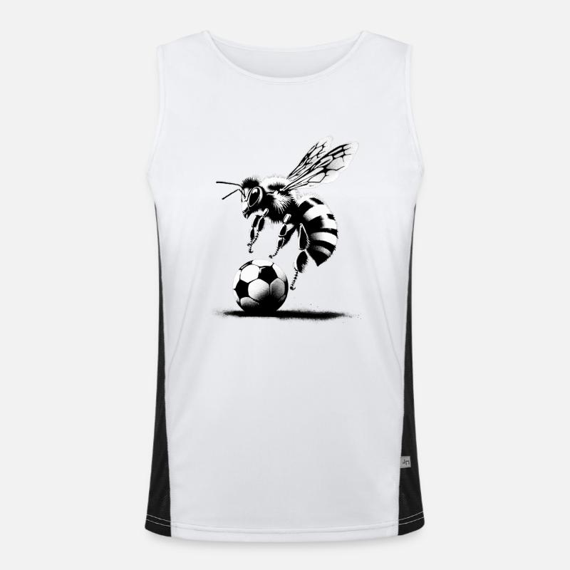 Bee playing soccer Men's Functional Contrast Tank Top 