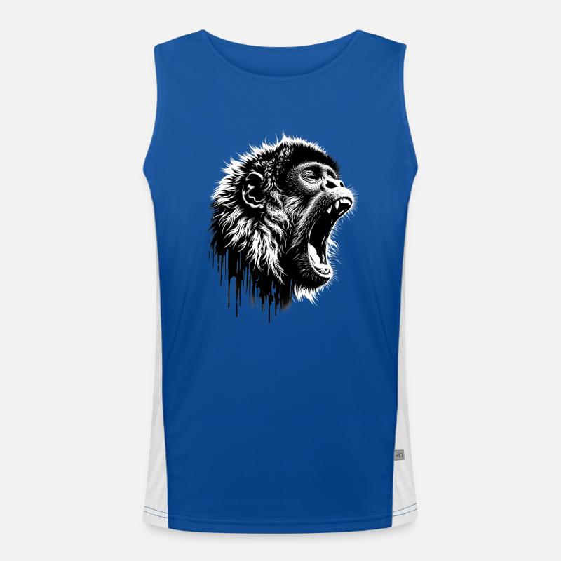 Brüllender Singender Affe Funktionelles Kontrast-Tank Top für Männer 