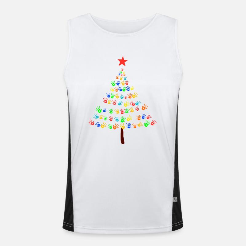 Weihnachtsbaum Kinder Frieden Funktionelles Kontrast-Tank Top für Männer 
