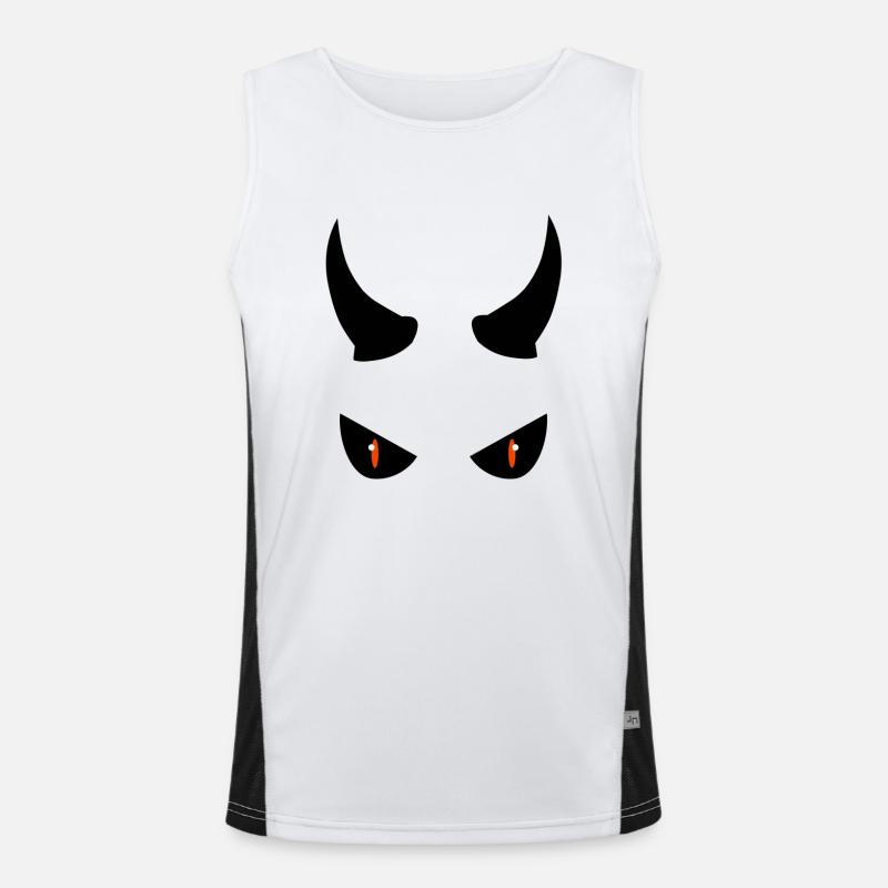 occhi scuri e malvagi con larghe corna Canotta sportiva da uomo in contrasto cromatico 