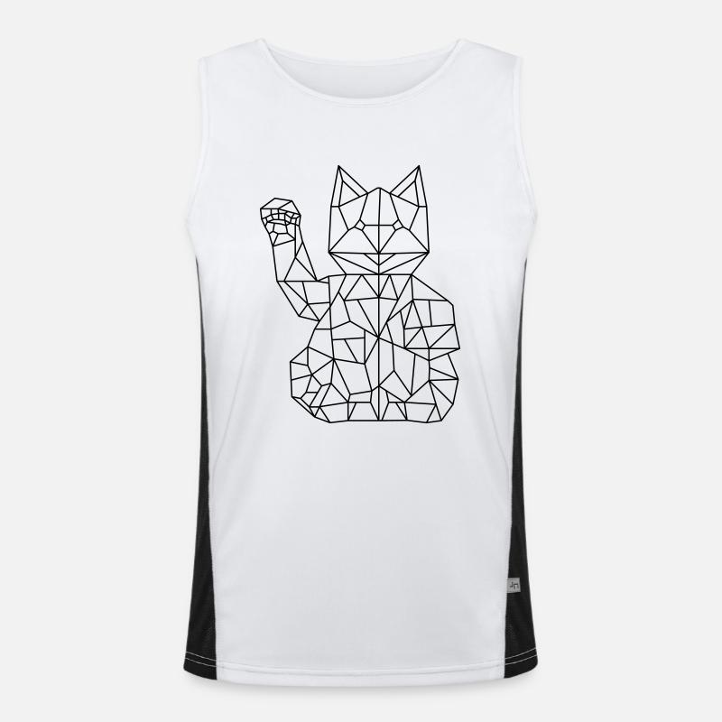 Fortune Cat Maneki-neko Polygon Men's Functional Contrast Tank Top 