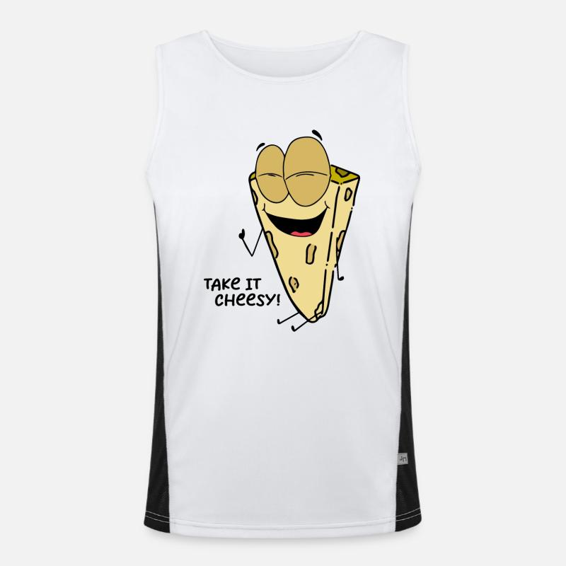 Lustiger Spruch Take it Cheesy Funktionelles Kontrast-Tank Top für Männer 