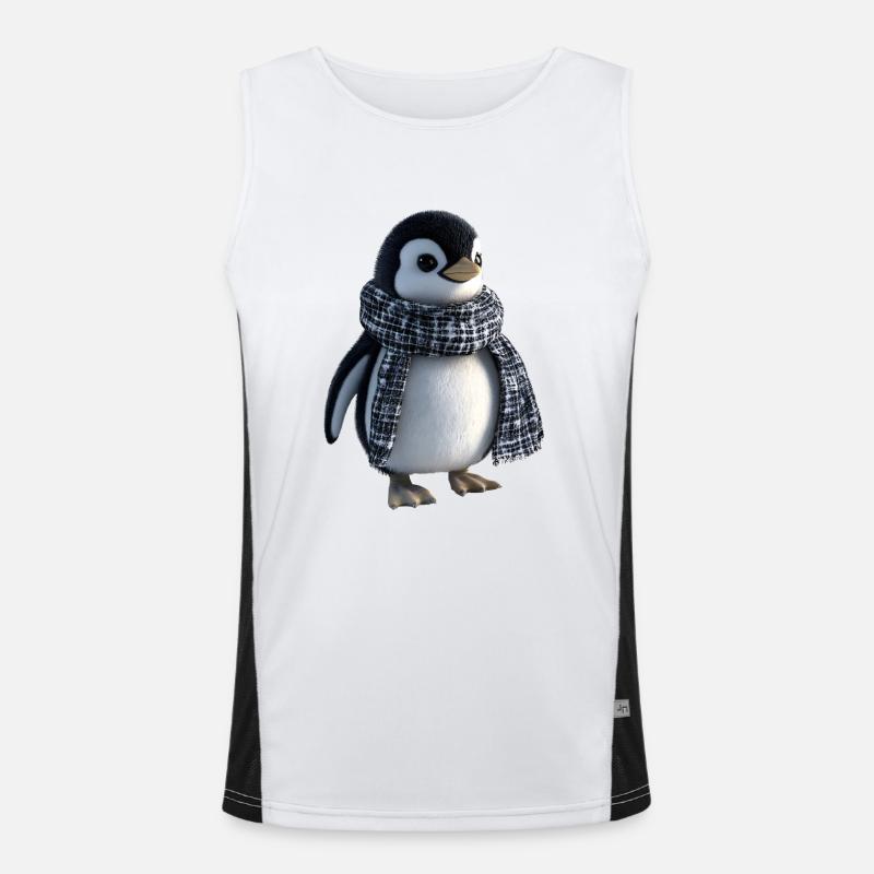 Lustiger Pinguin mit einem Schal Funktionelles Kontrast-Tank Top für Männer 