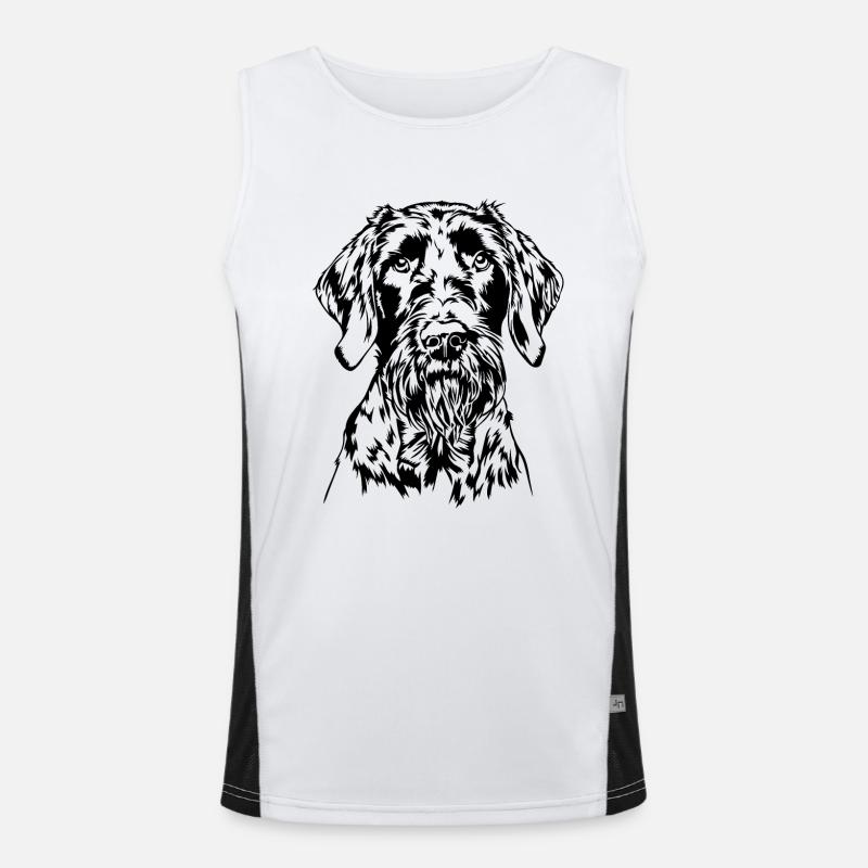 Deutsch Drahthaar Portrait Hunde Jagdhund Wilsigns Funktionelles Kontrast-Tank Top für Männer 