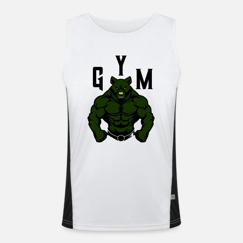 Bear Comic Gym Beast - Men's Functional Contrast Tank Top  - white/black