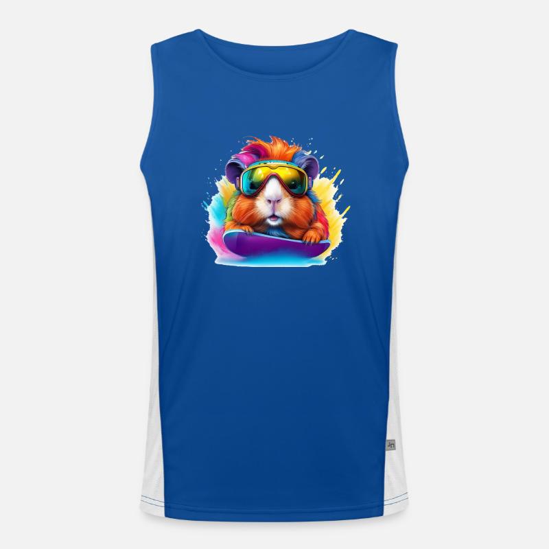 Cooles Meerschweinchen Snowboard Surfbrett Funktionelles Kontrast-Tank Top für Männer 