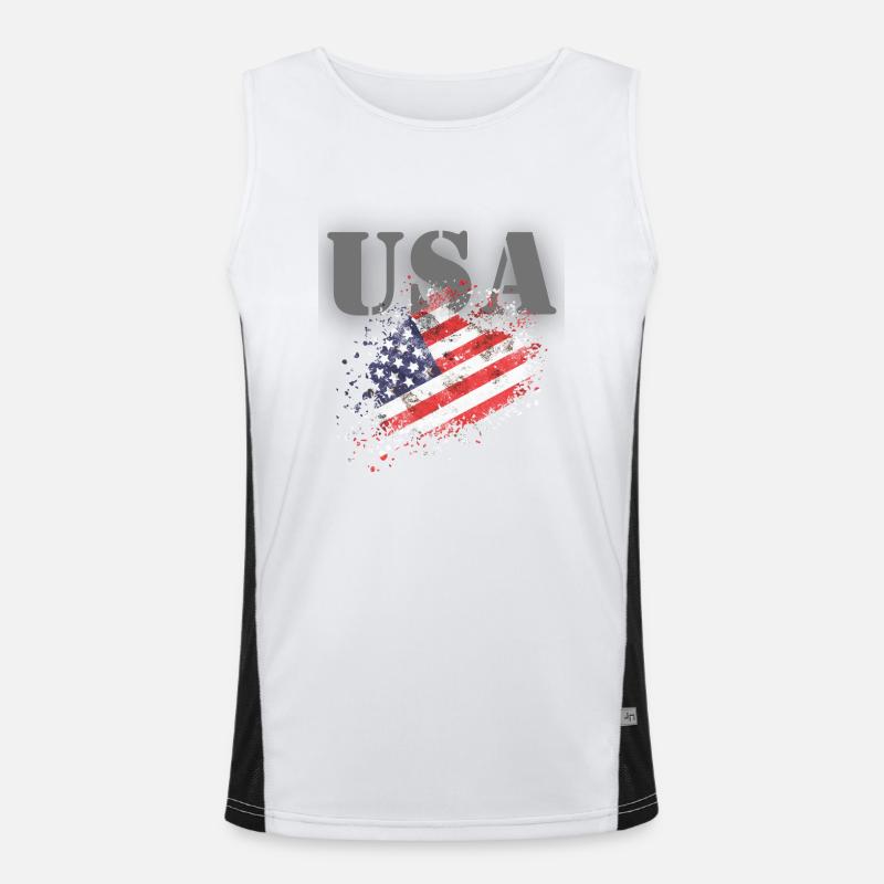États-Unis avec drapeau Débardeur respirant contrasté Homme 