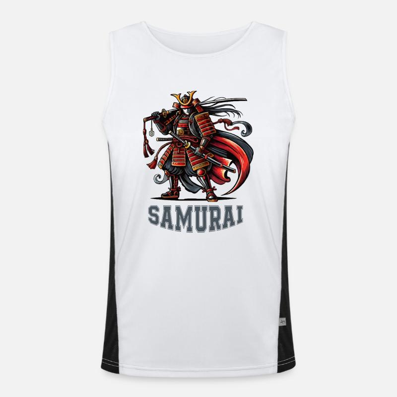 Samurai Comic - Men's Functional Contrast Tank Top  - white/black