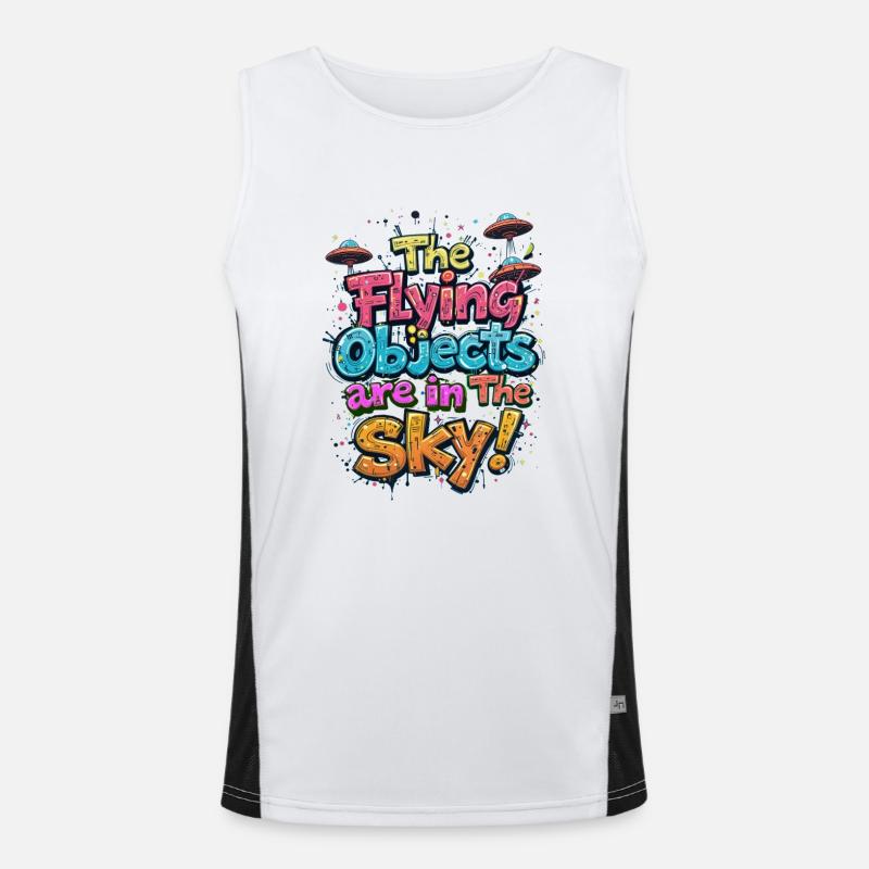 flying objects in the sky Men's Functional Contrast Tank Top 