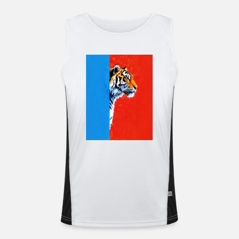 Tiger auf buntem Hintergrund Funktionelles Kontrast-Tank Top für Männer 