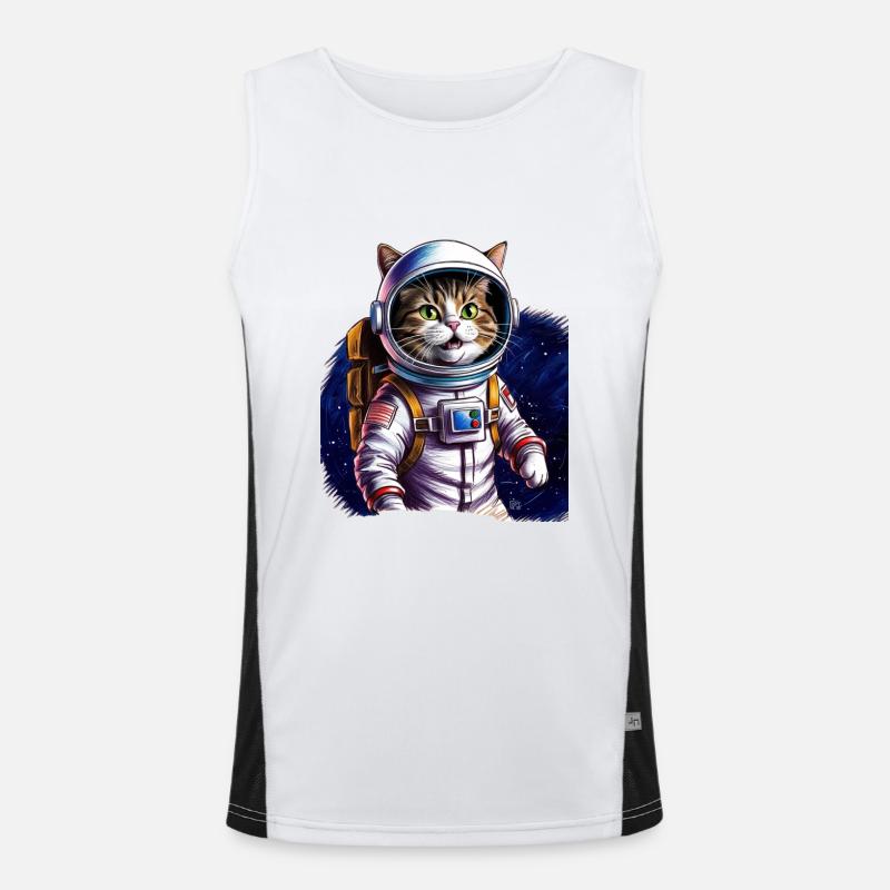 Chat astronaute Cadeau Espace Débardeur respirant contrasté Homme 
