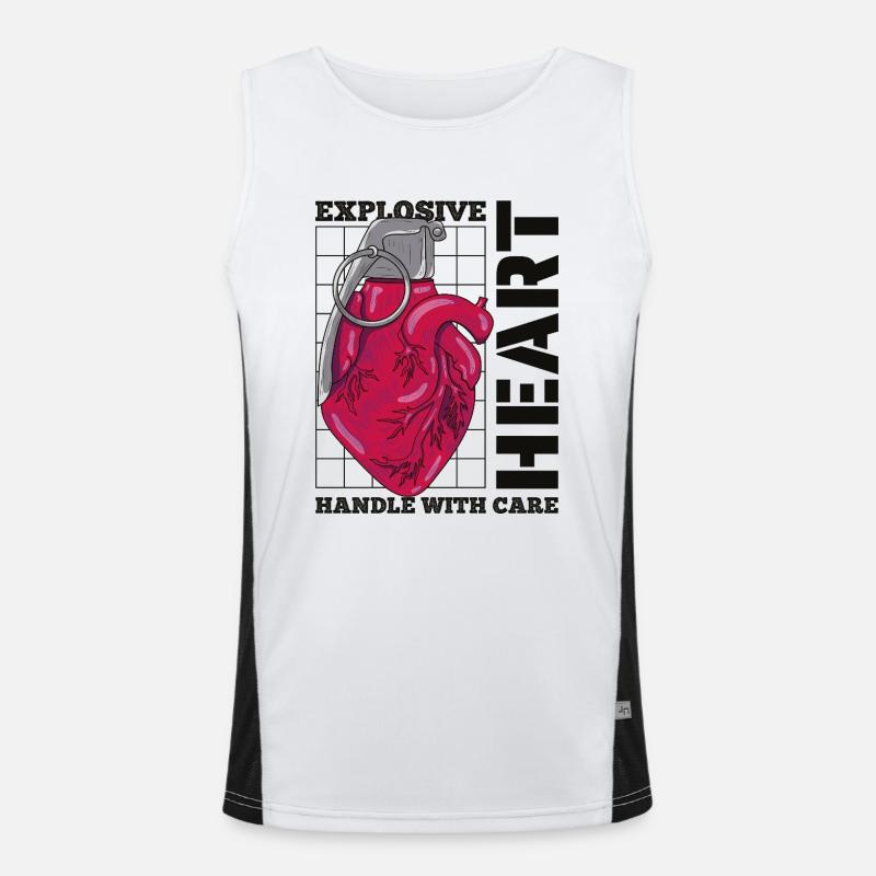Exploding Heart - Men's Functional Contrast Tank Top  - white/black