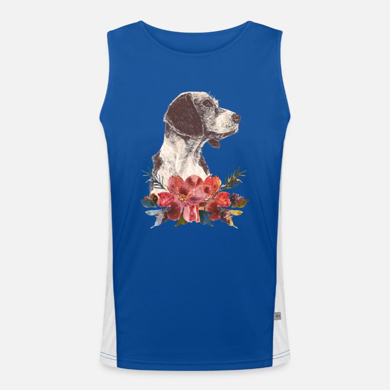 Chien et fleurs Débardeur respirant contrasté Homme 