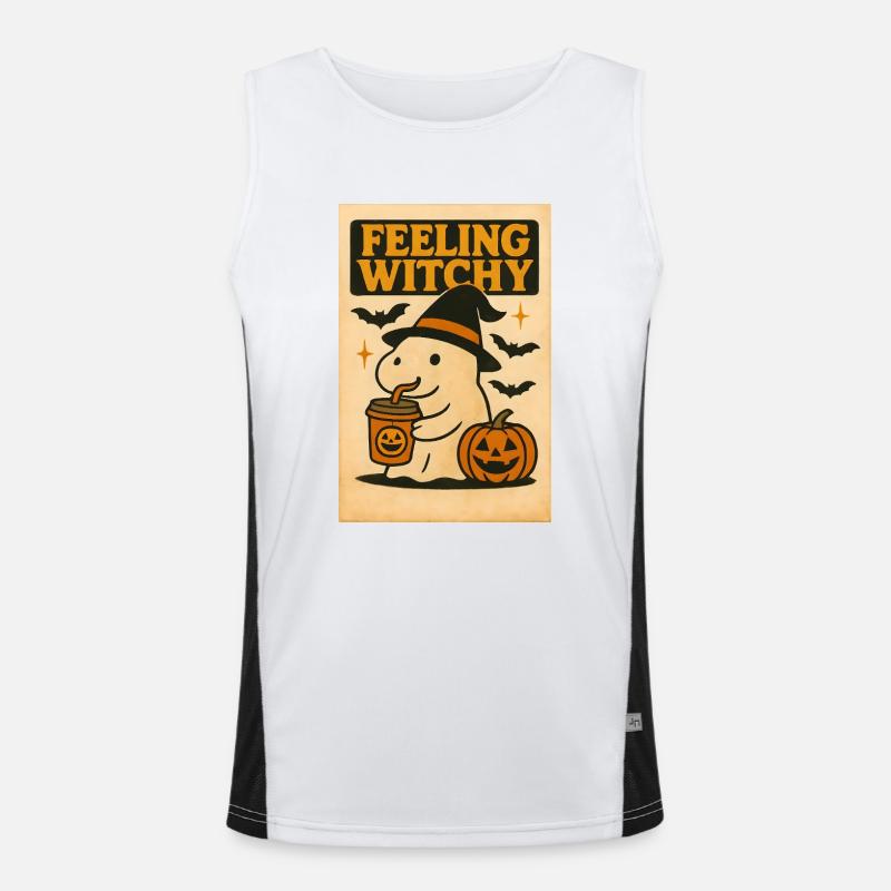 Ghost Capybara Halloween Gift - Men's Functional Contrast Tank Top - white/black