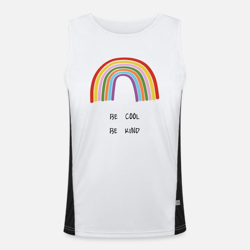 Sei cool Sei freundlich Becool Bekind Regenbogen Funktionelles Kontrast-Tank Top für Männer 