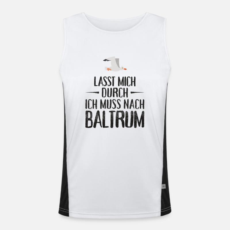 Lasst mich durch ich muss nach Baltrum Möwe Funktionelles Kontrast-Tank Top für Männer 