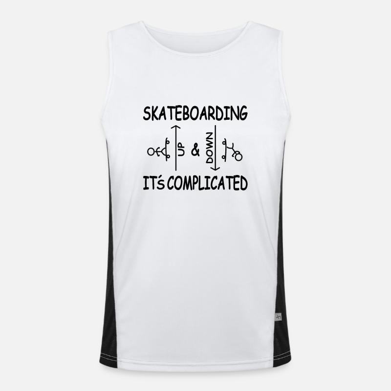 Skateboarding It´s Complicated Funny Skateboarder Funktionelles Kontrast-Tank Top für Männer 