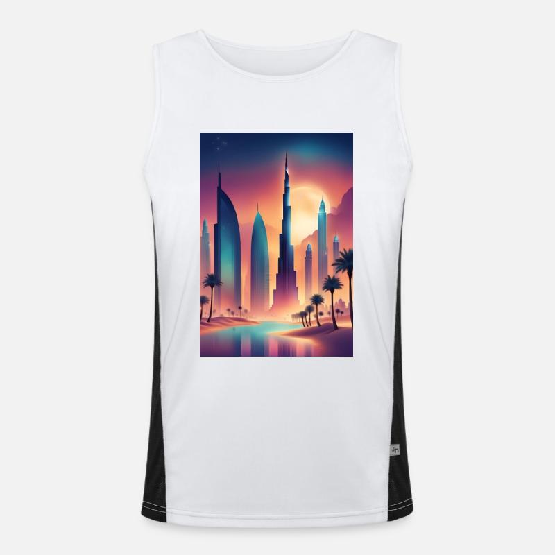 Colorful eastern cityscape Men's Functional Contrast Tank Top 