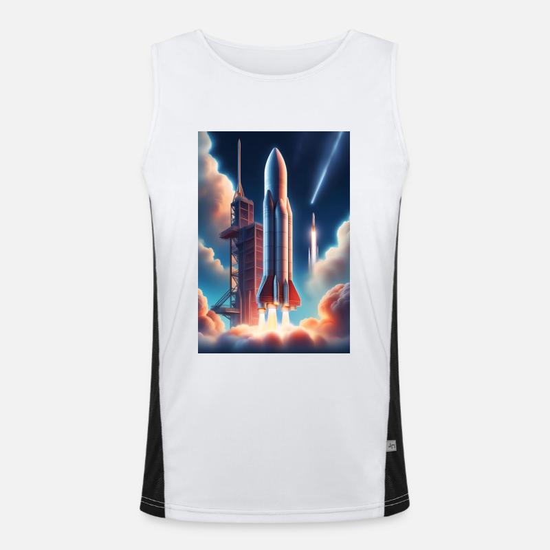 Ein realistisches Raketenstart-Design Funktionelles Kontrast-Tank Top für Männer 