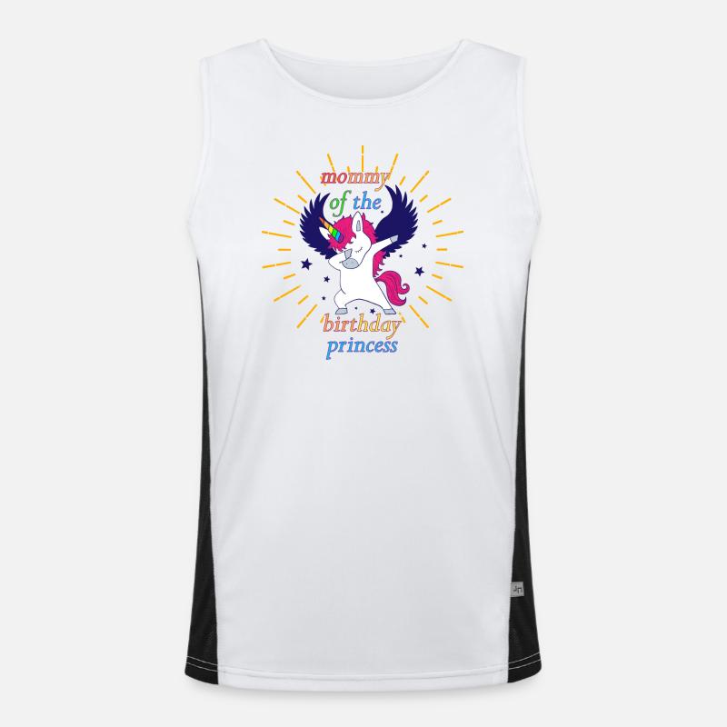 Mama des Geburtstags Prinzessin Einhorn Mädchen Outfit Funktionelles Kontrast-Tank Top für Männer 