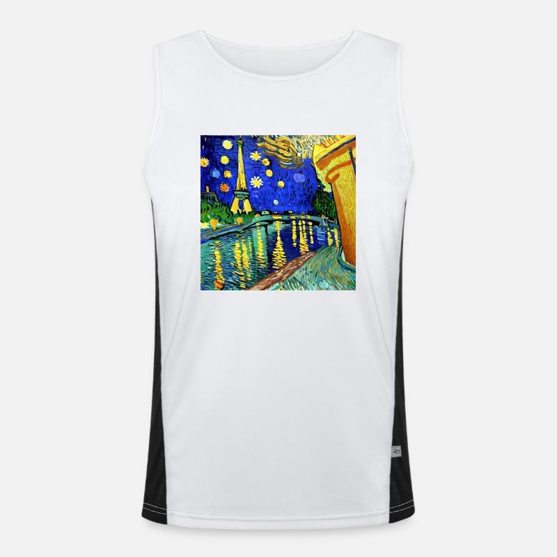 Paris Eiffel Tower van gogh Men's Functional Contrast Tank Top 
