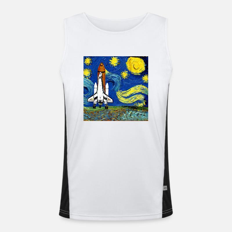 Space Shuttle Van Gogh - Men's Functional Contrast Tank Top  - white/black