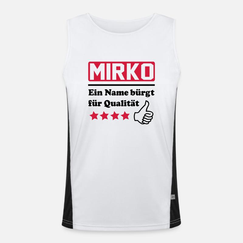 mirko - Men's Functional Contrast Tank Top  - white/black