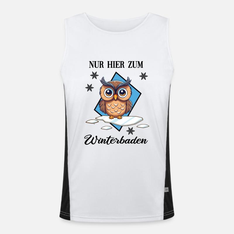 Winterbaden Eisbade-Eule Winterschwimmen Kältebad Funktionelles Kontrast-Tank Top für Männer 