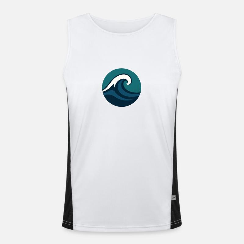 Stylized Ocean Wave Men's Functional Contrast Tank Top 