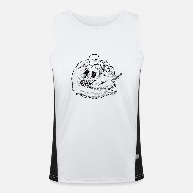 der Wolf und der Schädel Funktionelles Kontrast-Tank Top für Männer 