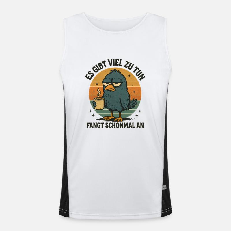 Der frühe Vogel Kaffee Statement Funktionelles Kontrast-Tank Top für Männer 