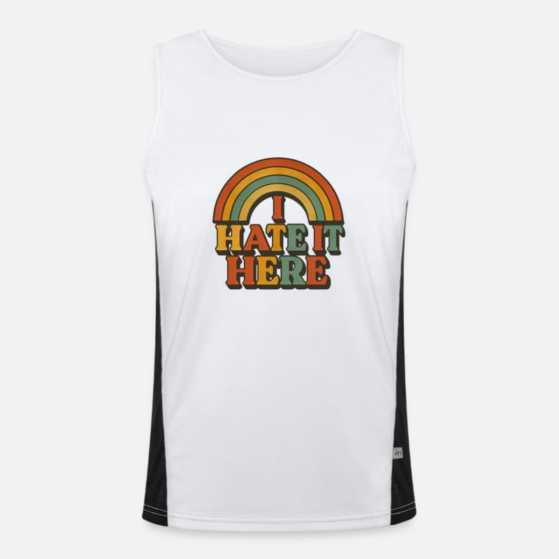 Ironic I hate it here rainbow Men's Functional Contrast Tank Top 